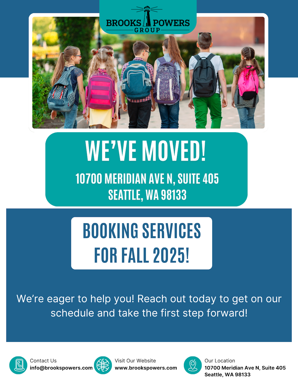 We've moved! Our new address is 10700 Meridian Ave North, Suite 405, Seattle, WA 98133